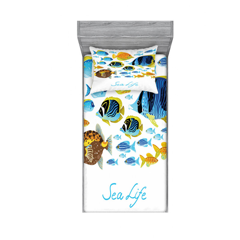 Ensemble de draps Tropical Fish Creatures, Taie d'oreiller pour lit simple