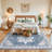 Machine Washable Non-Slip Blue Oriental Area Rug-1222549976