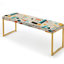 Banc rembourré géométrique doré-135359231