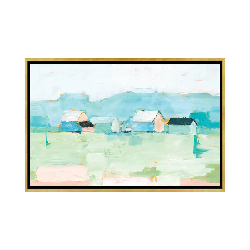"Rurale pastel I" par Ethan Harper - reproduction d'art, H 26 po x l 40 po x 1,5 po, Toile encadrée d'or, Pas de tapis