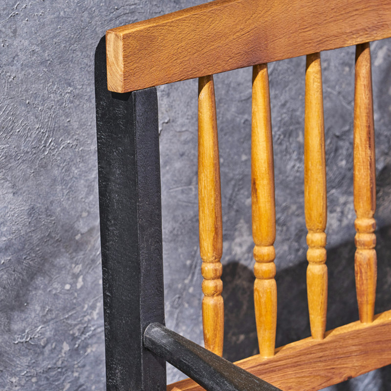 Banc Classic Imperial, design avec tablette, bois, finition avec accoudoirs noirs, siège d'une profondeur de 52,25 po, siège 17,75 po