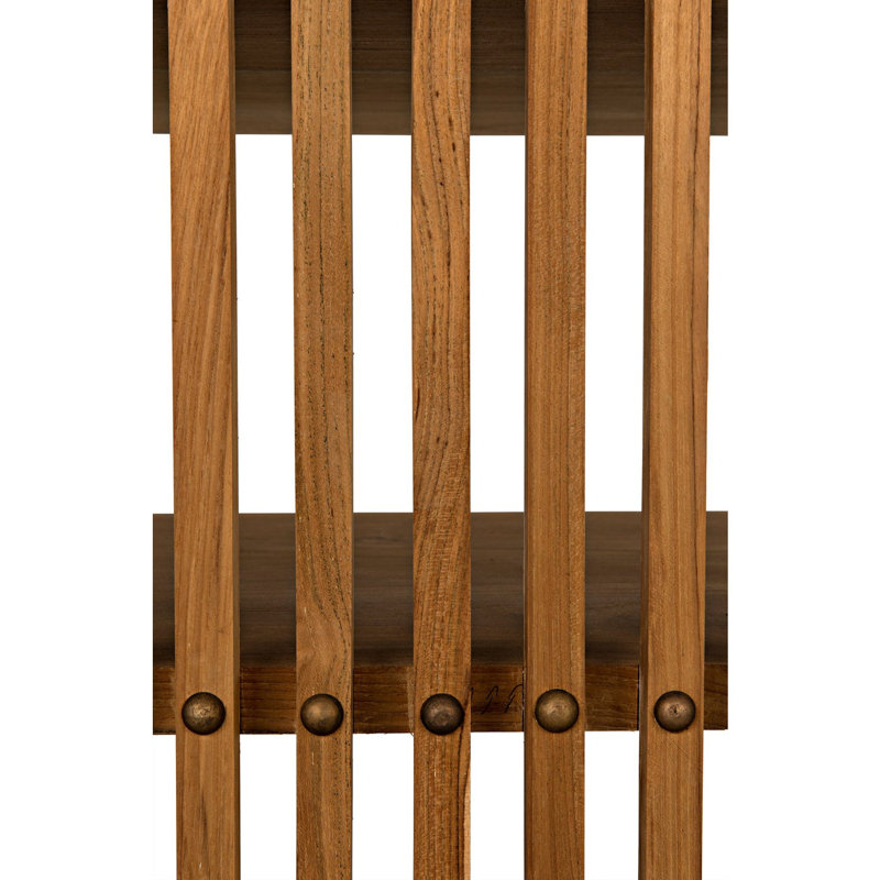 Consuela 66.5'' Oval Teak Console Table with Nailhead Detail
