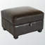 Repose-pieds Kasius en similicuir brun foncé et pieds en bois massif, H 14,9 po x l 24,9 po x P 20,85 po