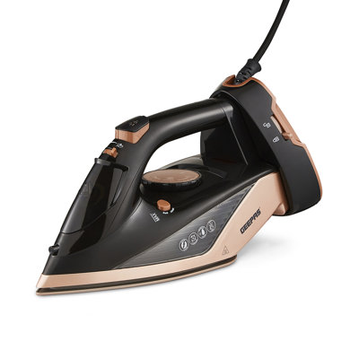 GEEPAS Steam Iron | Clothes Dry & Steam Press | 35s Fast Heat-Up Vertical Steaming | Ceramic Soleplate Adjustable Temperature Cordless | 300ml Tank 0.5g/Steam Output | 2 Year Warranty 2200W