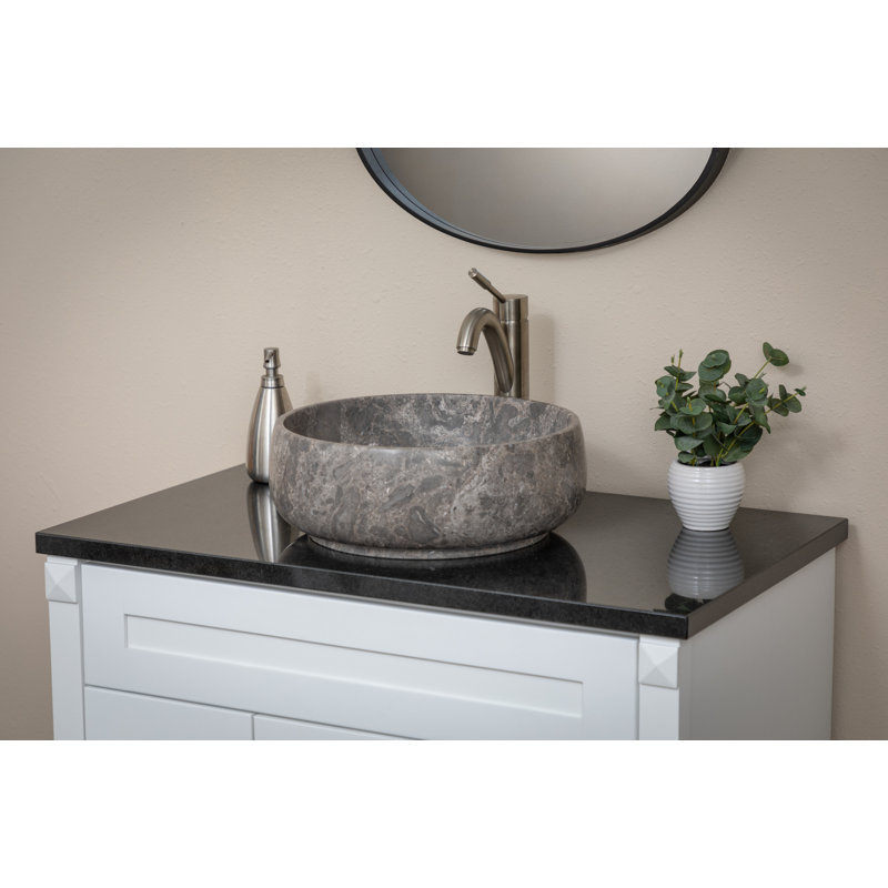 Gray/Brown Stone Circular Vessel Bathroom Sink