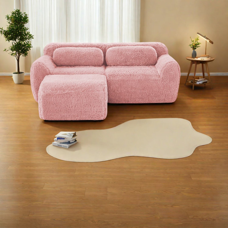 Canapé modulaire ergonomique rose, tissu moelleux, sans assemblage, bonheur de chambre à coucher