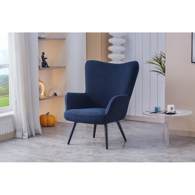 Fauteuil à oreilles Azzahra, Mélange de polyester bleu