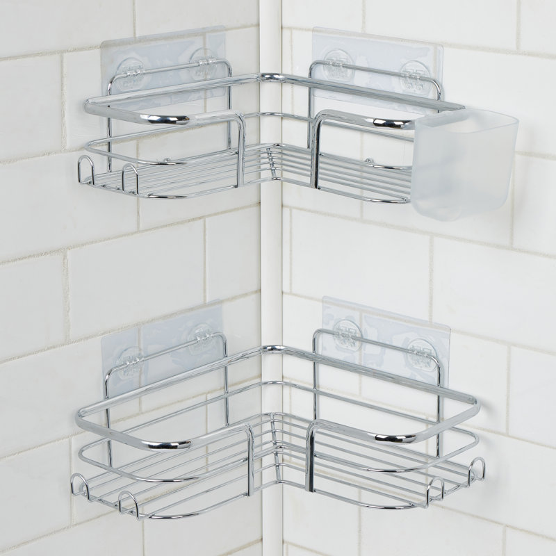  Ensemble de 3 tablettes adhésives de coin en chrome