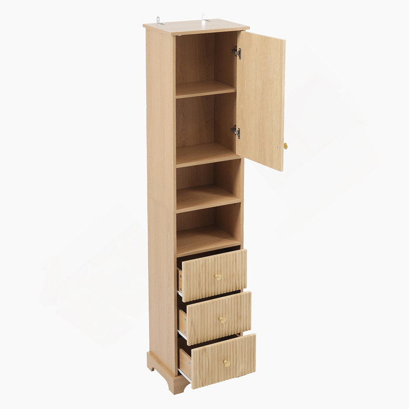 Freestanding Bathroom Cabinet With Traditional American Style, Multiple Storage Options, Gold Handles, Damping Hinges And Adjustable Shelves For Organized Space