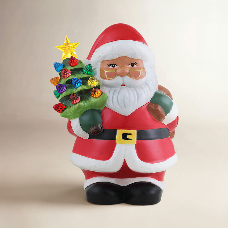 Figurine en céramique nostalgique 9 po - Père Noël noir