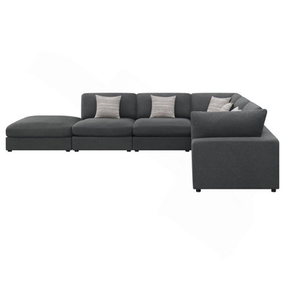 Rhette Charcoal 6-Piece Upholstered Sectional With Reversible Cushions