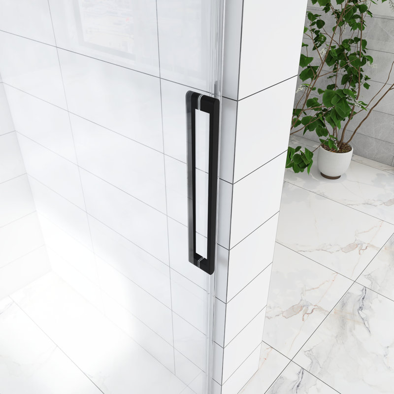 60"W X 76"H Frameless Double Sliding Shower Door, Matte Black