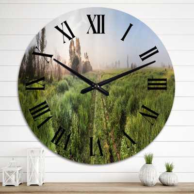 Rustic Landscape Pathway in The Fields - Country Wall Clock