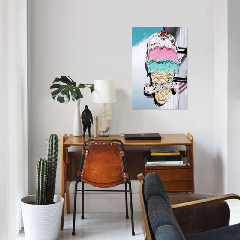« rétro ice crème », impression sur toile, H 40 po x l 26 po x P 1,5 po, Toile tendue, Pas de tapis