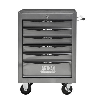 Rolling Metal Tool Chest with 6 Drawers, 20" 6-Drawer Tool Chest Cabinet with Ball Bearing Drawer Slides, Steel Tool Storage Box Organizer -SILVER