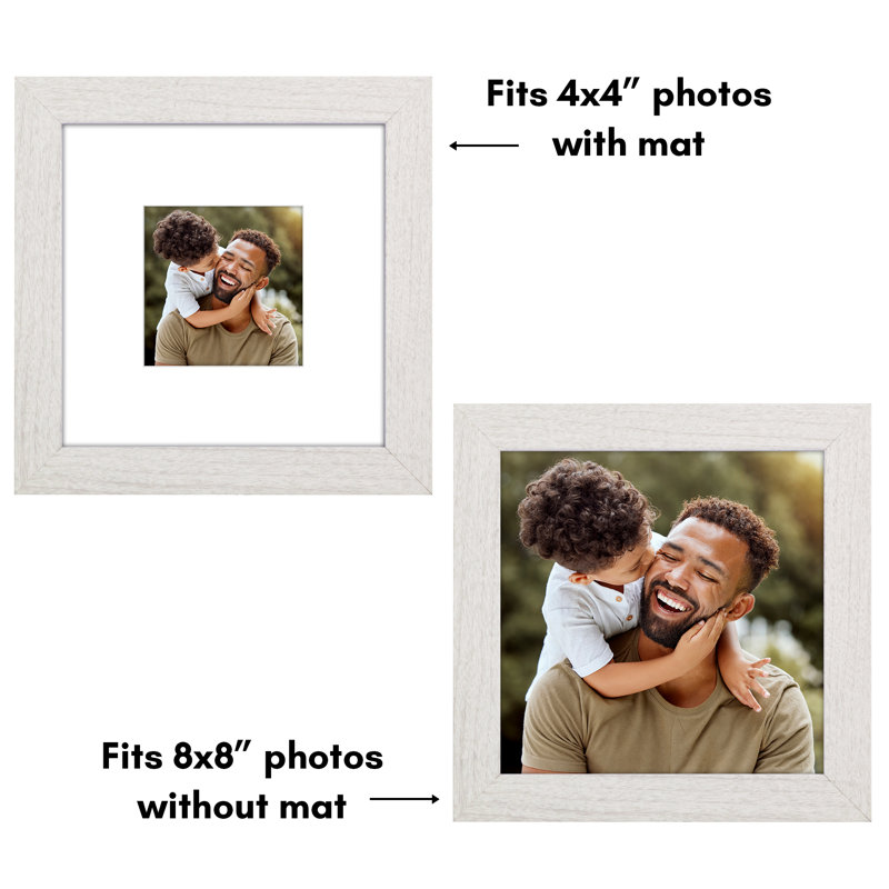 White 8x8 Wide Molding Picture Frame with Mat