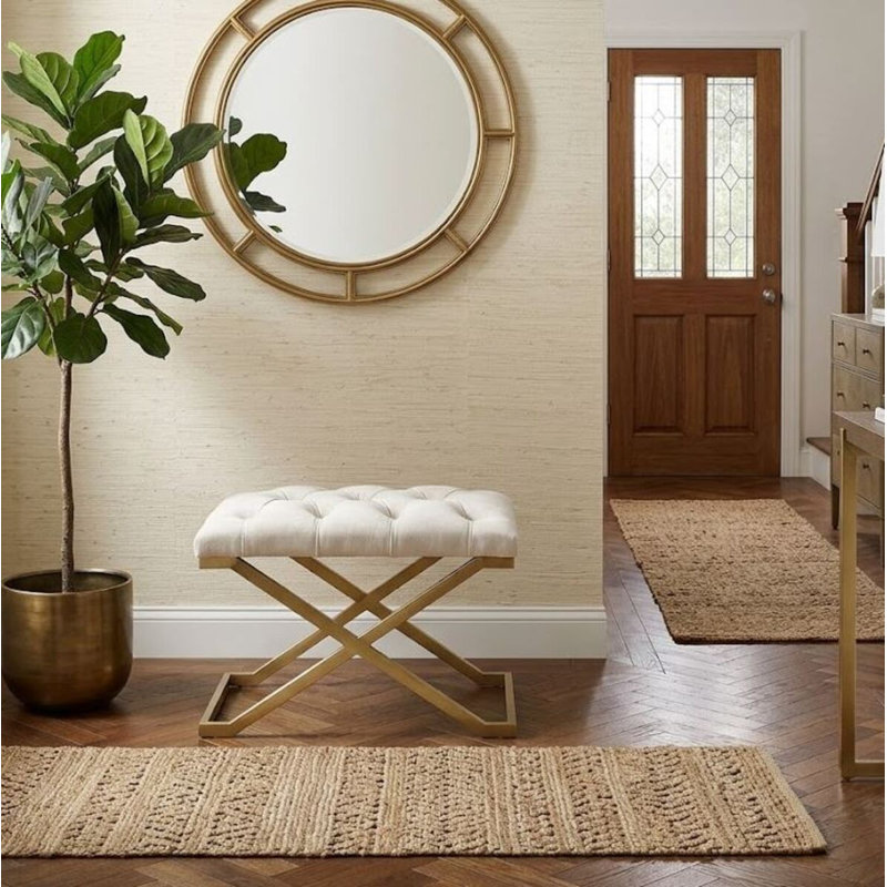 Banc en velours Romano, Ivory