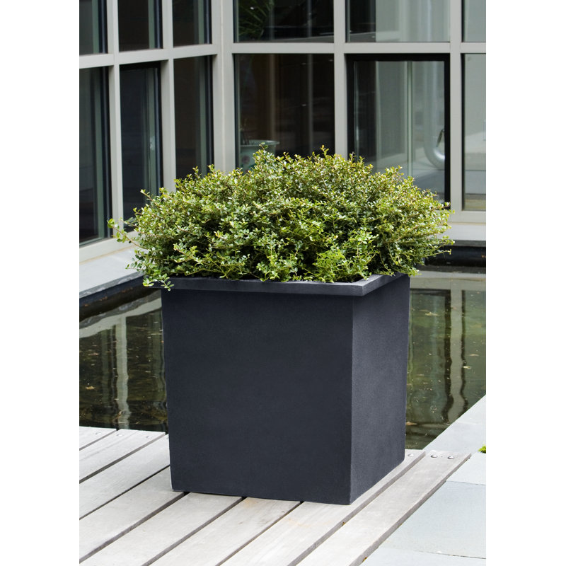Justyn Handmade Planter Box, 21.25" H x 21.5" W x 21.5" D, Onyx Black Lite