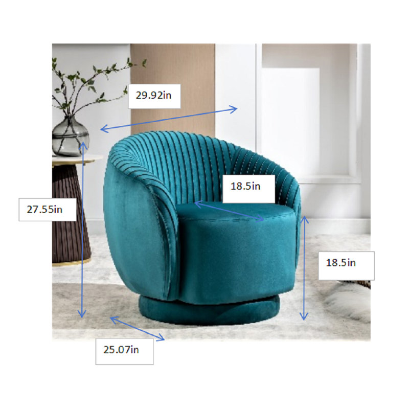 Milvo Velvet Swivel Barrel Chair, Greenish Velvet