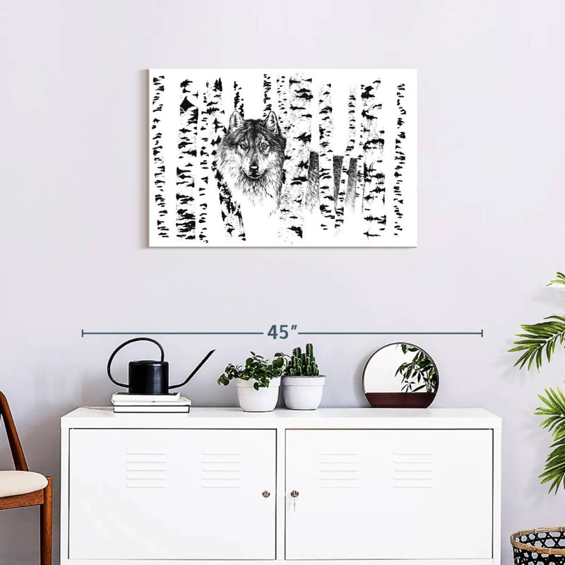 Harnek Birch Tree Forest Wolf, 20'' H x 30'' W