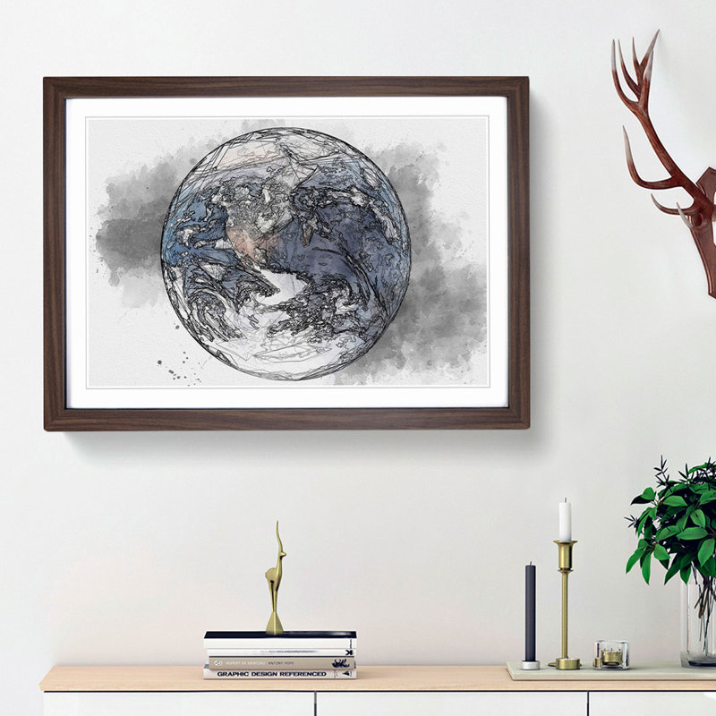 Amazing Image of Earth in Abstract - Picture Frame Graphic Art Print, 27cm H x 36cm W x 2cm D, Walnut Framed