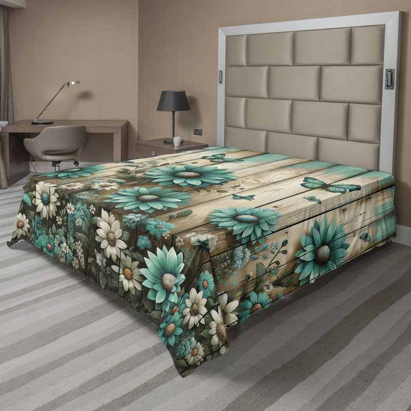 Polyester Floral Flat Sheet, California King Flat Sheet