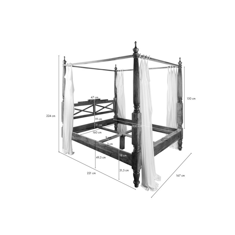 Oxford Solid Wood Bed, European Kingsize (160 x 200 cm), Nougat
