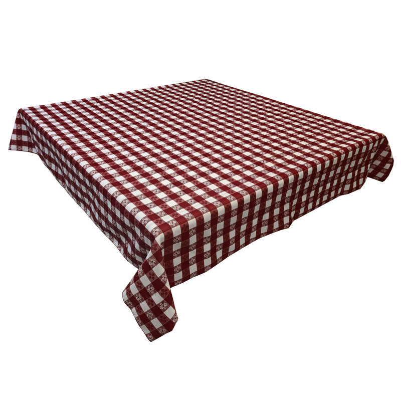 Poplin Tavern Gingham Checkered Polyester Tablecloths, 72" L x 58" W, Burgundy