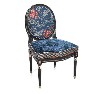 Chair Louis XVI style black velvet and black wood