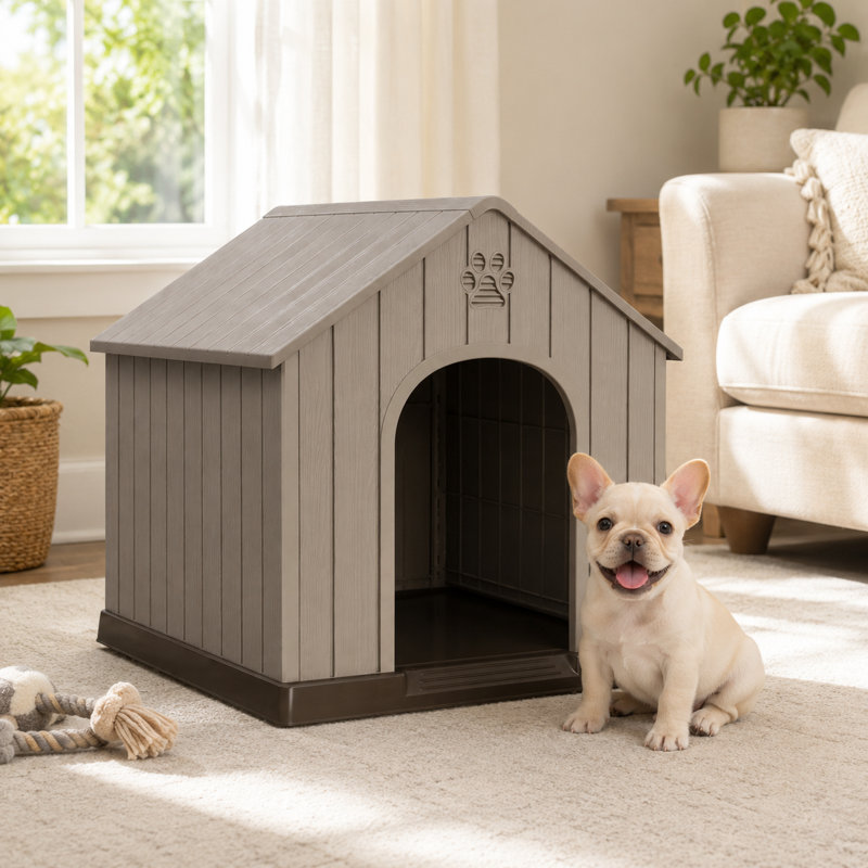 Niche pour chien en plastique toutes saisons, Gris