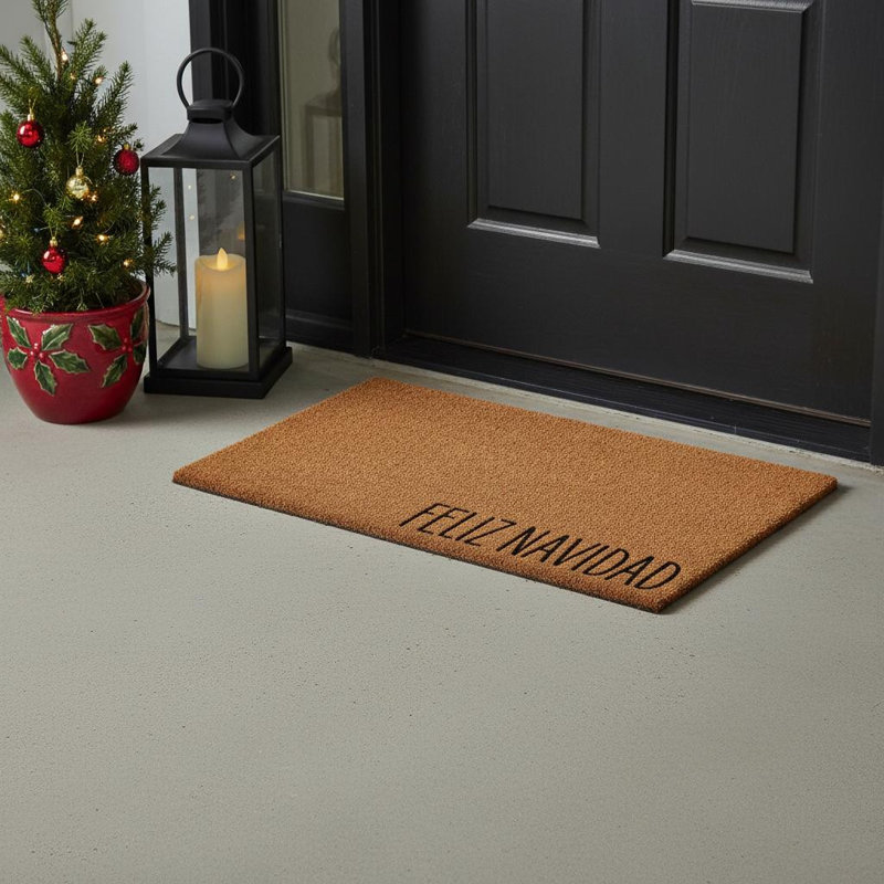 Paillasson 24 po x 36 po brun Feliz Navidad, l 24 pi x L 36 pi