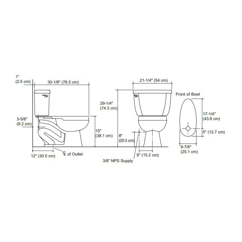 Wellworth Classic Two-Piece Elongated 1.0 GPF Toilet with Pressure Lite Flushing Technology, Less Seat, Left-Hand, Biscuit