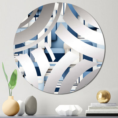 Miroir décoratif blanc et bleu à motif géométrique Harmony Blocks