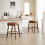Tabouret de bar en faux cuir brun à hauteur de comptoir avec pieds et repose-pieds en métal, siège rembourré confortable pour îlot de cuisine, pub, comptoir de salle à manger, 2. Forme ovale, design ergonomique, matériau principal en polyuréthane