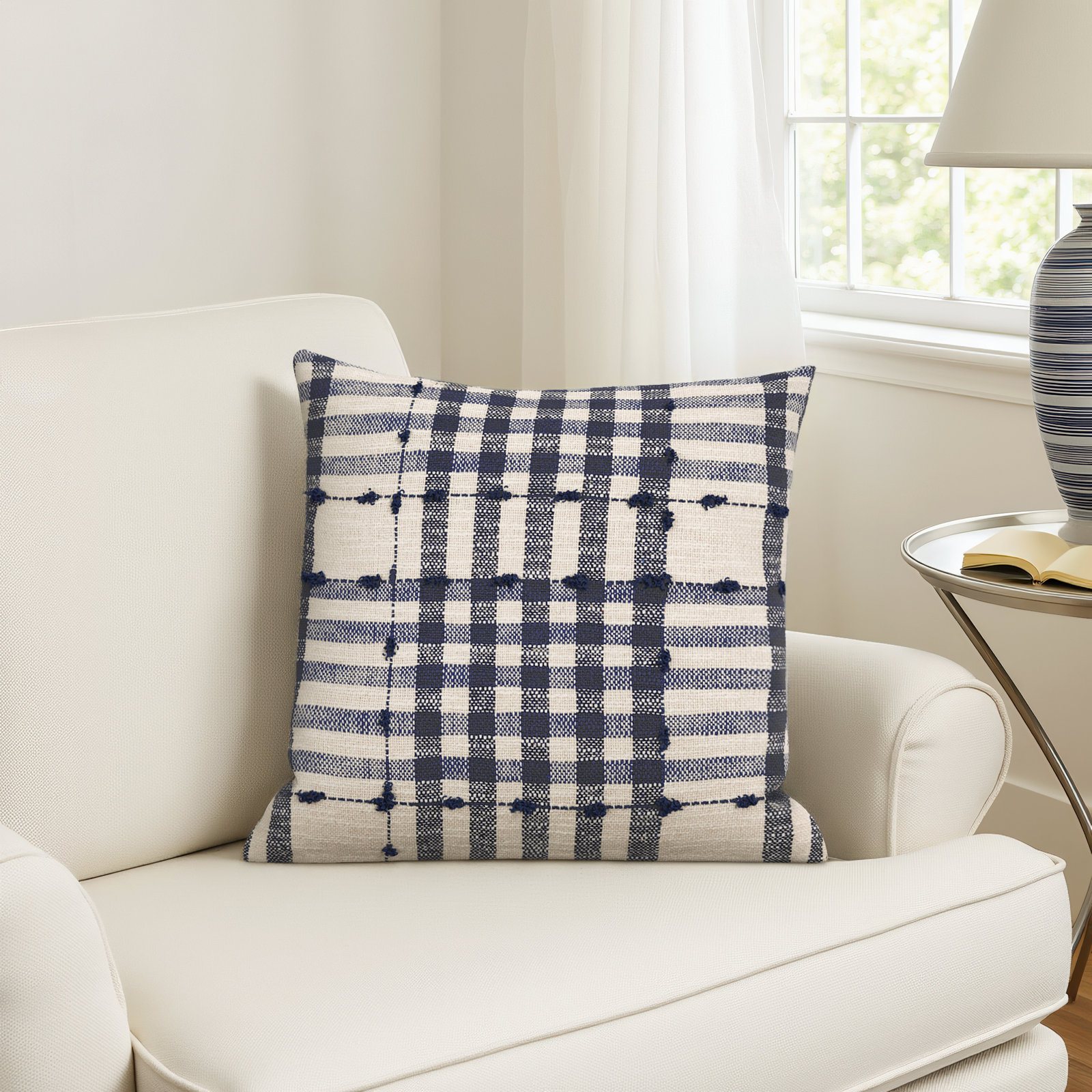 Marinette 18" x 18" Cotton Pillow Cover, 18" x 18"