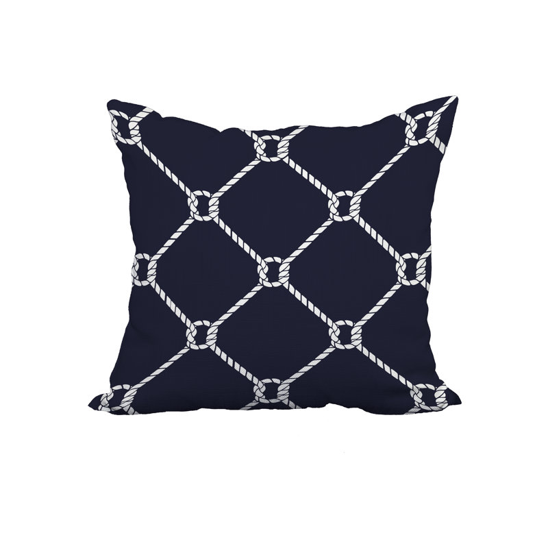 Housse et insert de coussin en coton à imprimé nautique, 20 po x 20 po, Bleu marine