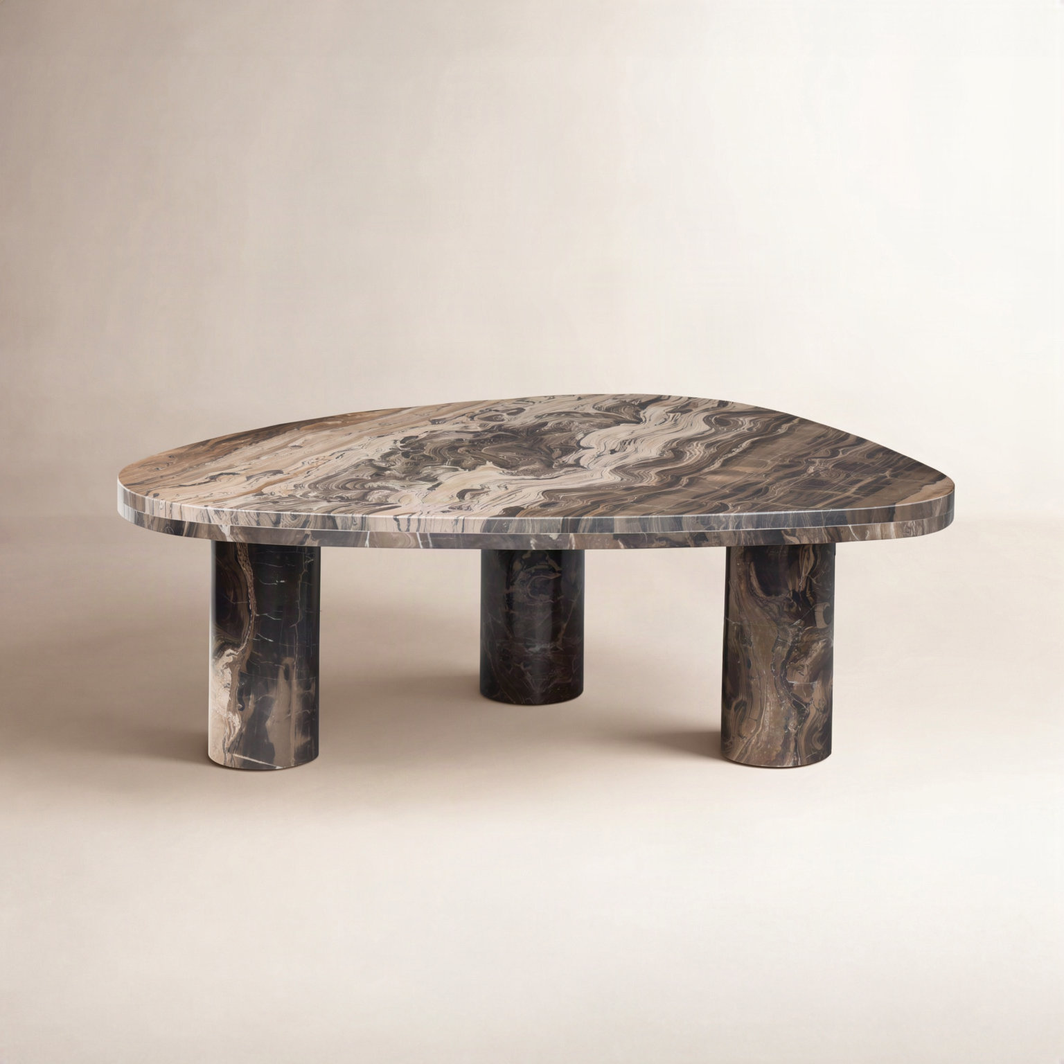 Moraga Genuine Marble Coffee Table, 15" H x 30" L x 48" W, Gray Tobacco Oak