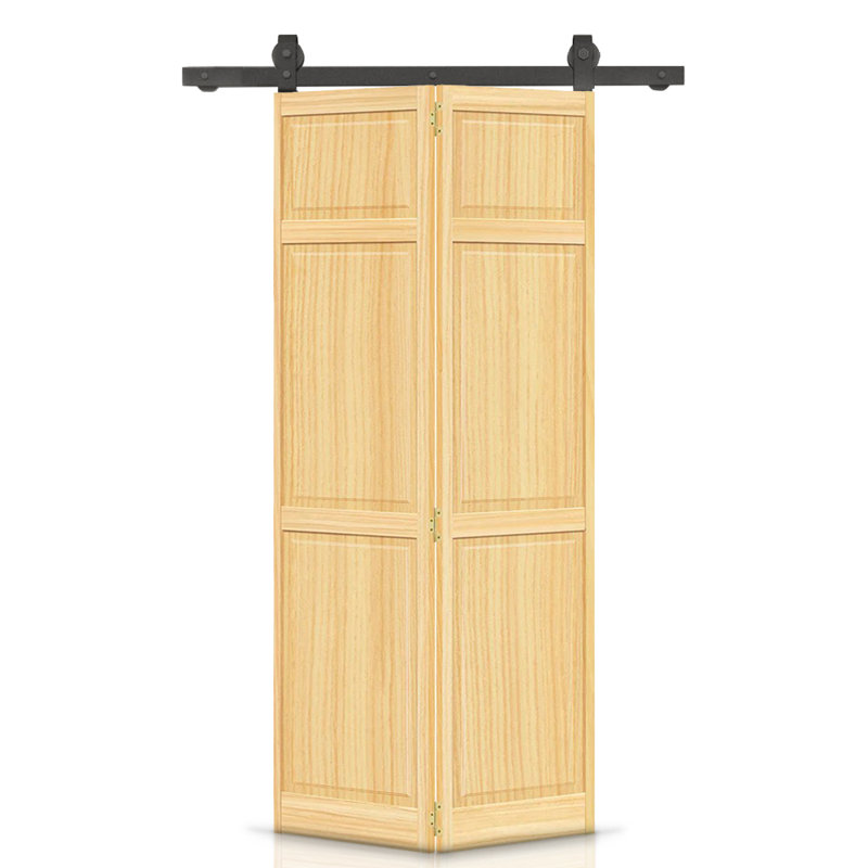 Porte pliante en bois massif 80 po, Brun clair, 36 po x 80 po