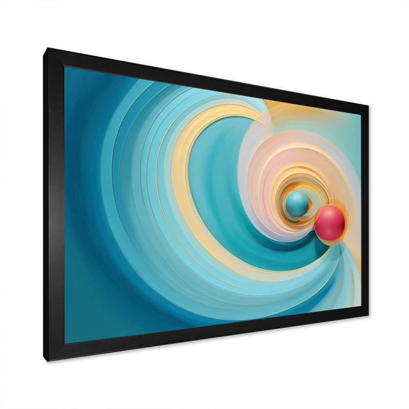 Décoration murale géométrie de l'esprit en turquoise rétro I - Formes abstraites, H 24 po x l 32 po x P 1 po