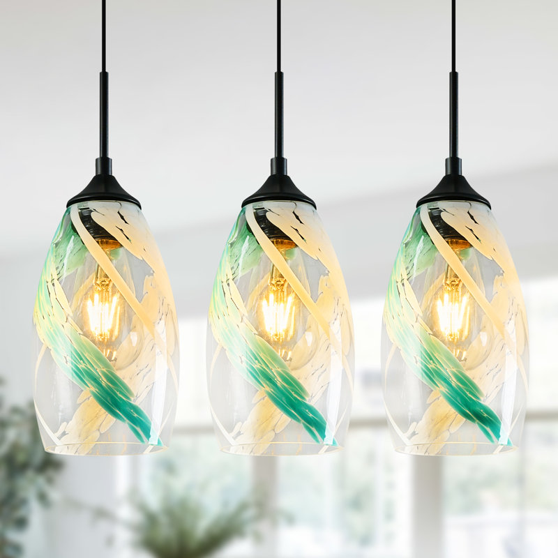 Modern Glass Pendant Light Ocean Pendant Lights Kitchen Island Hanging Light Fixtures for Kitchen Art Living Dinning Room Bedroom Hallway