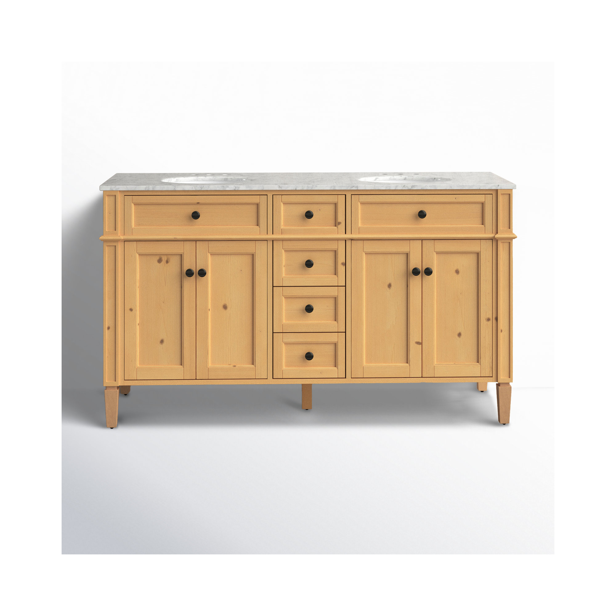 Rivers 60'' Double Bathroom Vanity, Natural Wood