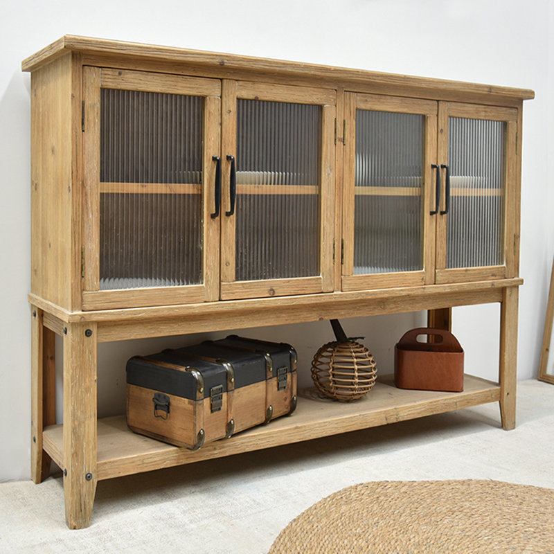 Accent Glass Door Wooden Sideboard Cabinet