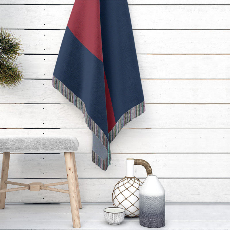Couverture en coton Charlotte, Baseball Denver, L 60 po x L 80 po, Bleu minuit / rouge fer à repasser / bleu minuit