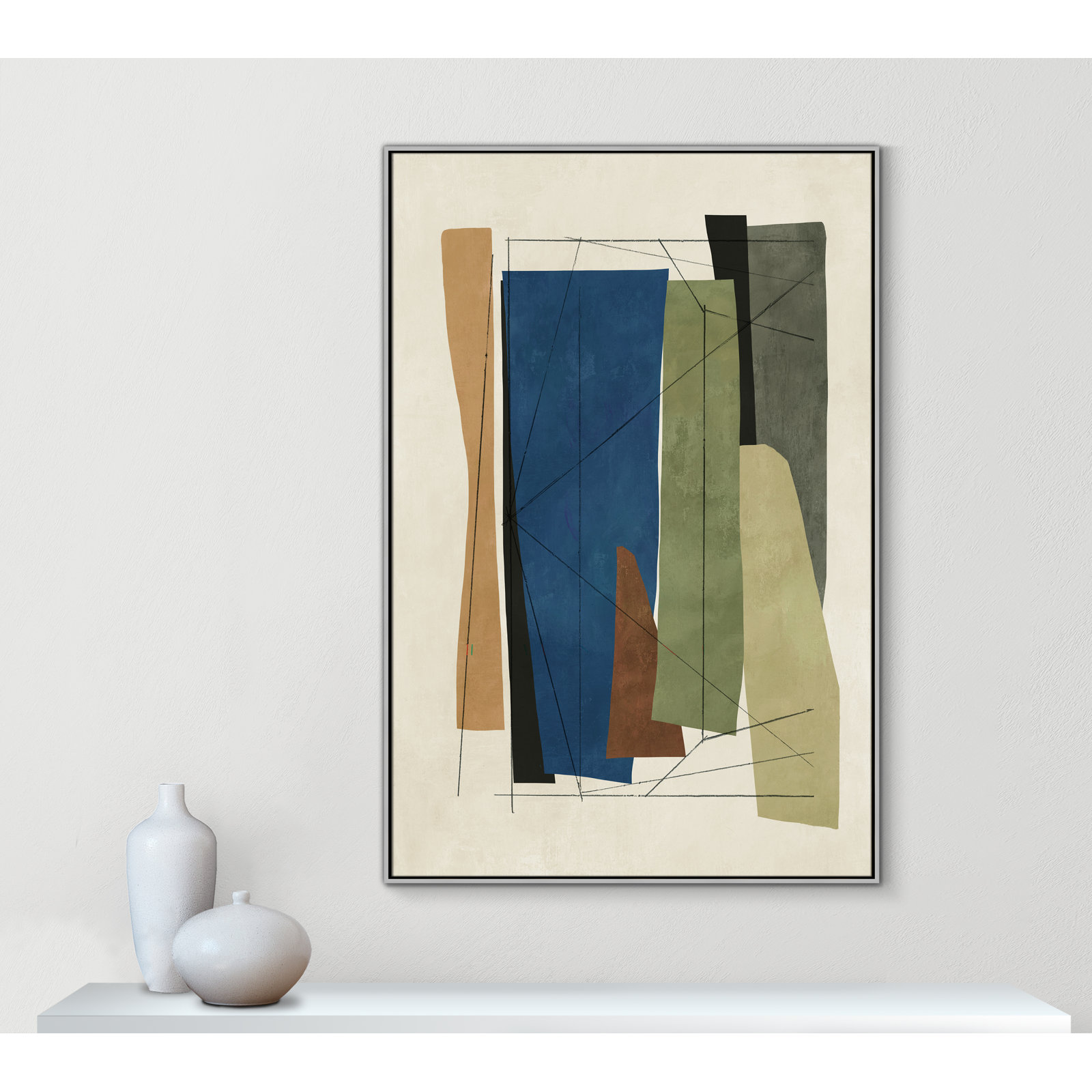 Beckton "Sync I" Print by Tom Reeves, 61.5" H x 41.5" W x 2" D, Silver Framed