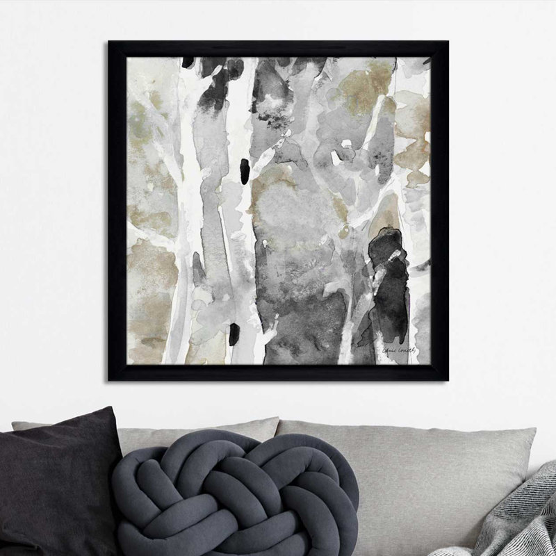 «Evening Forest I», reproduction de peinture à l'aquarelle, H 39,5 po x l 39,5 po x P 2 po, Cadre flottant noir