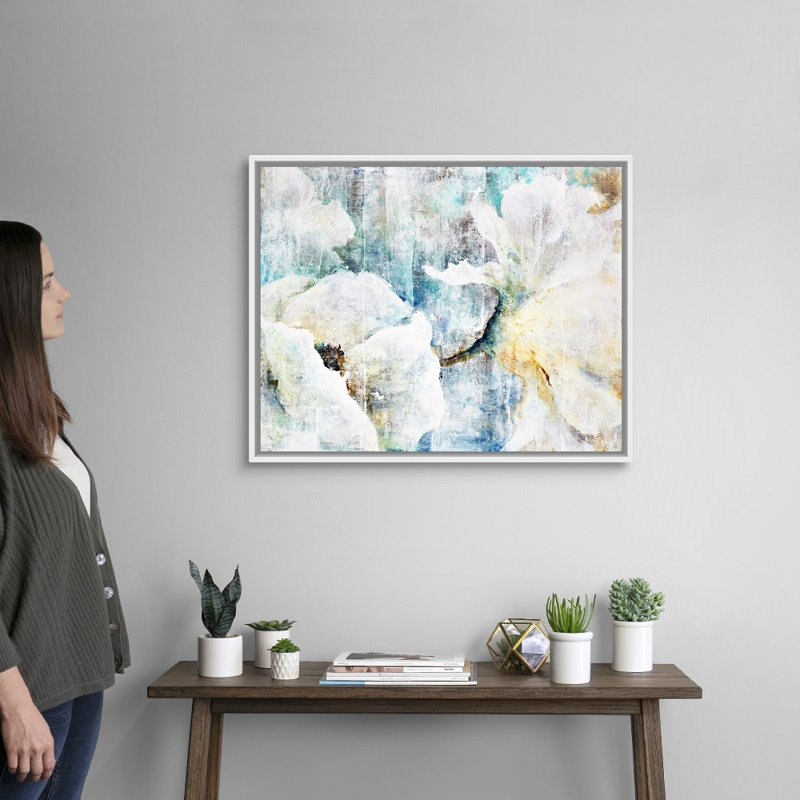 « Large Open » par Rikki Drotar-reproduction d’art sur toile, Cadre flottant blanc, H 26 po x l 32 po x P 1,75 po
