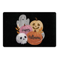 Xsinufn Halloween Kitchen Mat,Ghost Pumpkin Decorative Black