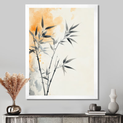 Tiges d'encre ambrée - Tableau encadré en bambou