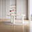 Abishan 65.98" Irregular Dining Table Modern Cream White Indoor Kitchen Table with three Legs ,Modern Executive Desk,Work Desk