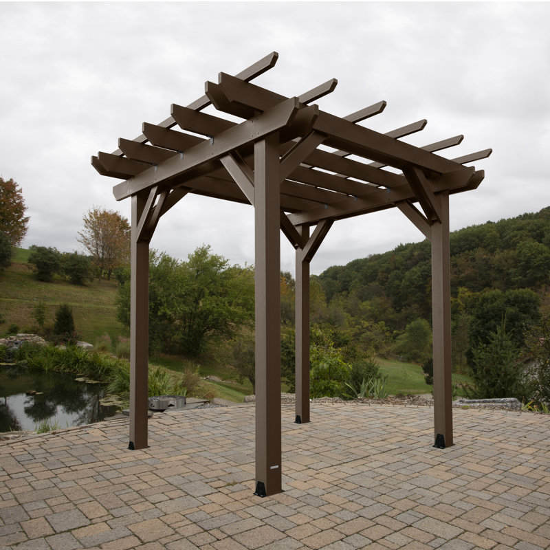 Bodhi Plastic Pergola, Weathered Acorn, 8 ft. W x 8 ft. D